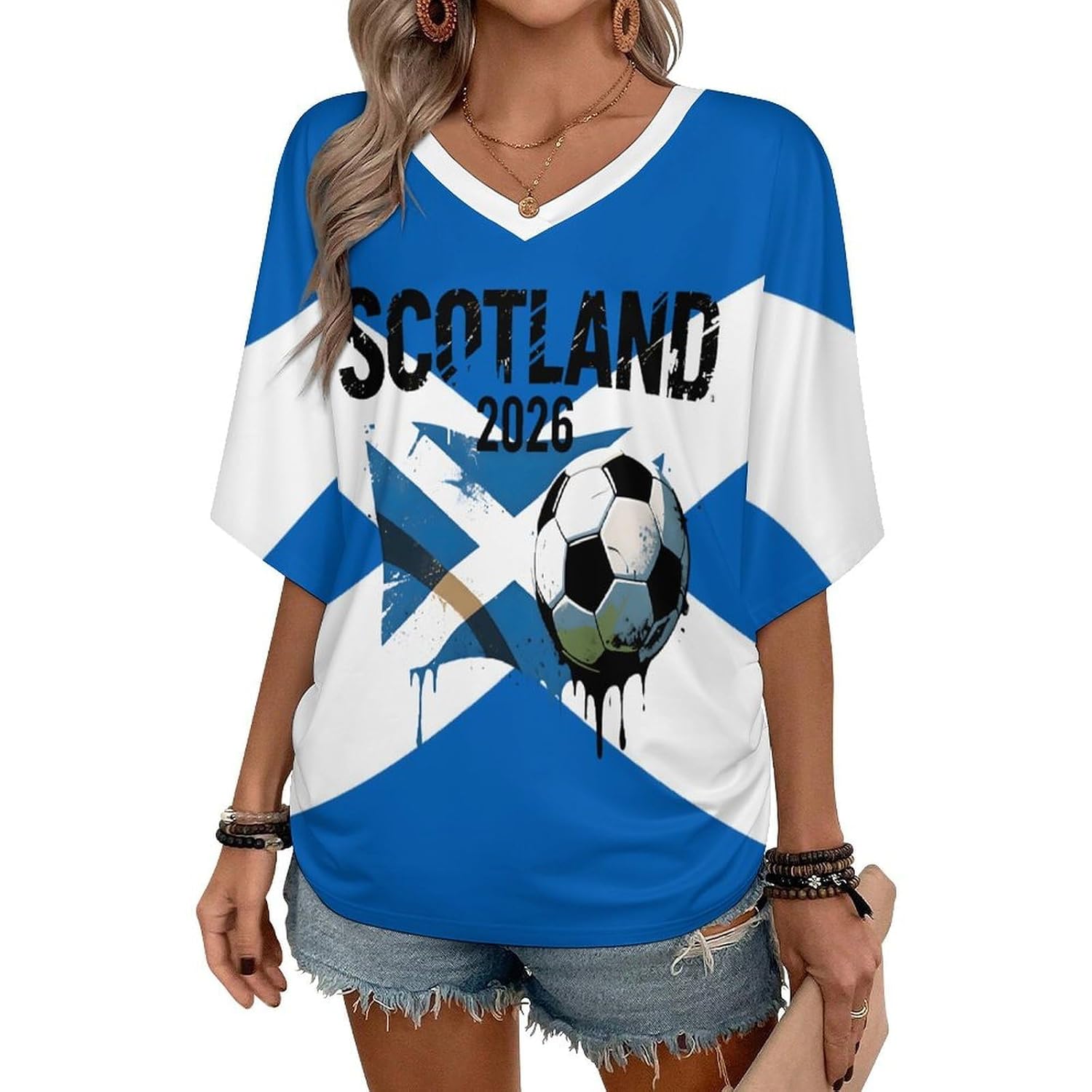 48 Team Graphic V-Neck Soccer Jersey for World Cup Fans