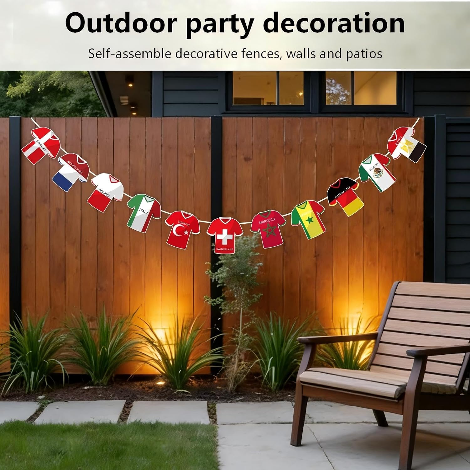 50-Count World Cup Soccer Flags Bunting Banner, International Country String Flags for Decor