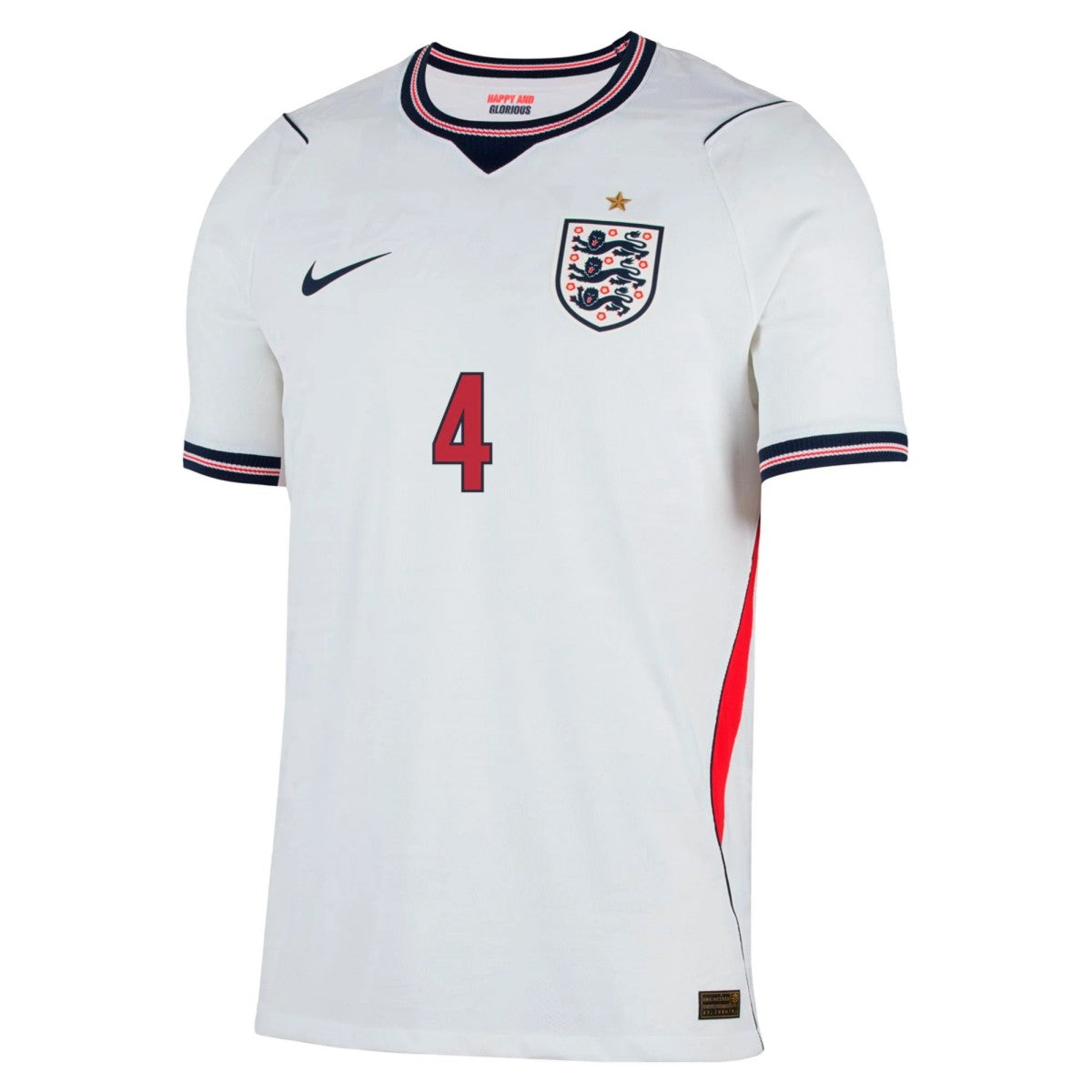 Rice #4 England Home Match Jersey Player Version World Cup 2026 Back