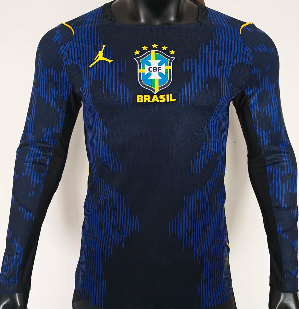 2026/27 Brazil Away Blue Player Version Long Sleeve Soccer Jersey Front