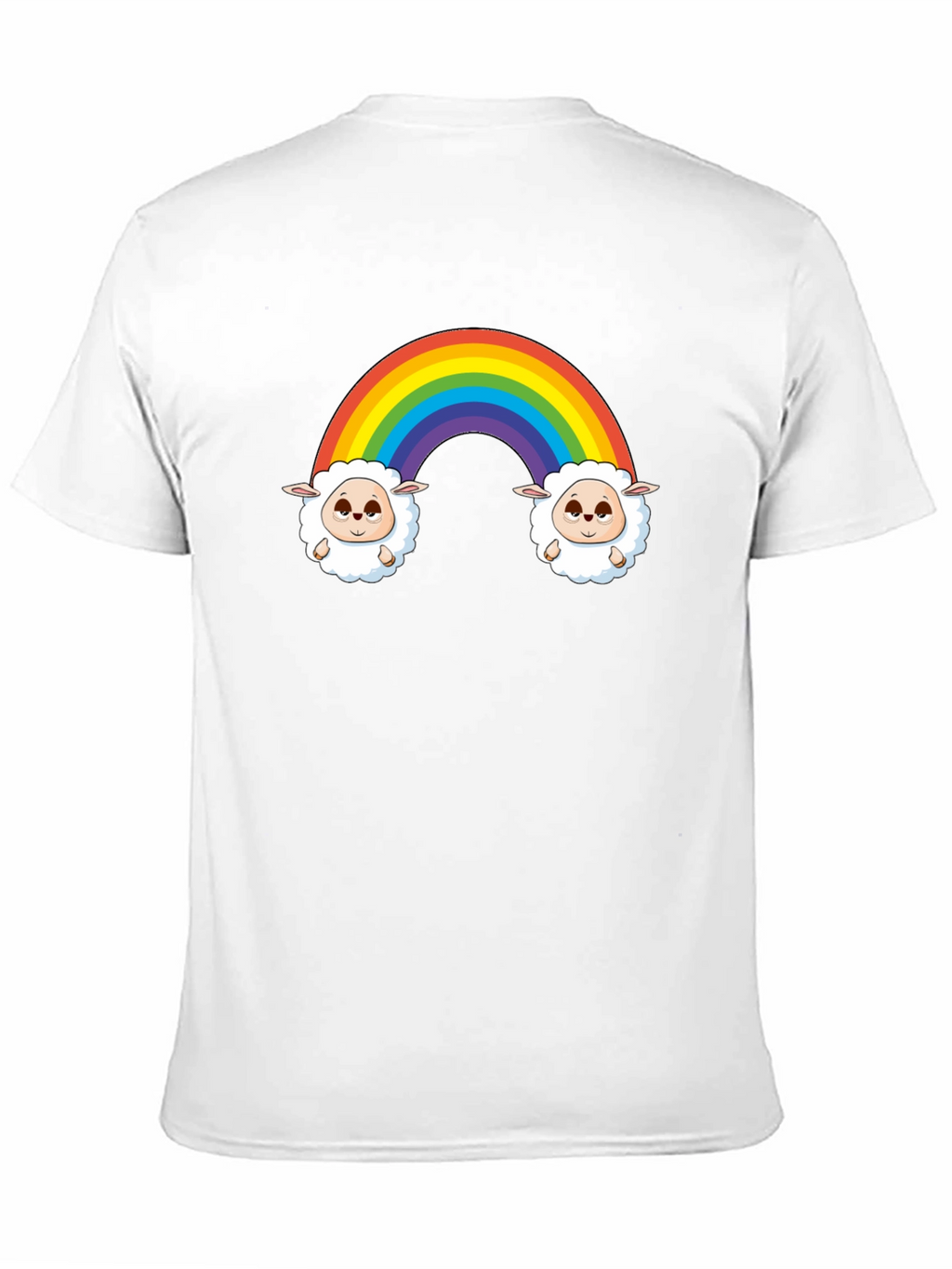 Rainbow Sheep Graphic Tee - Cute Cartoon Black T-Shirt