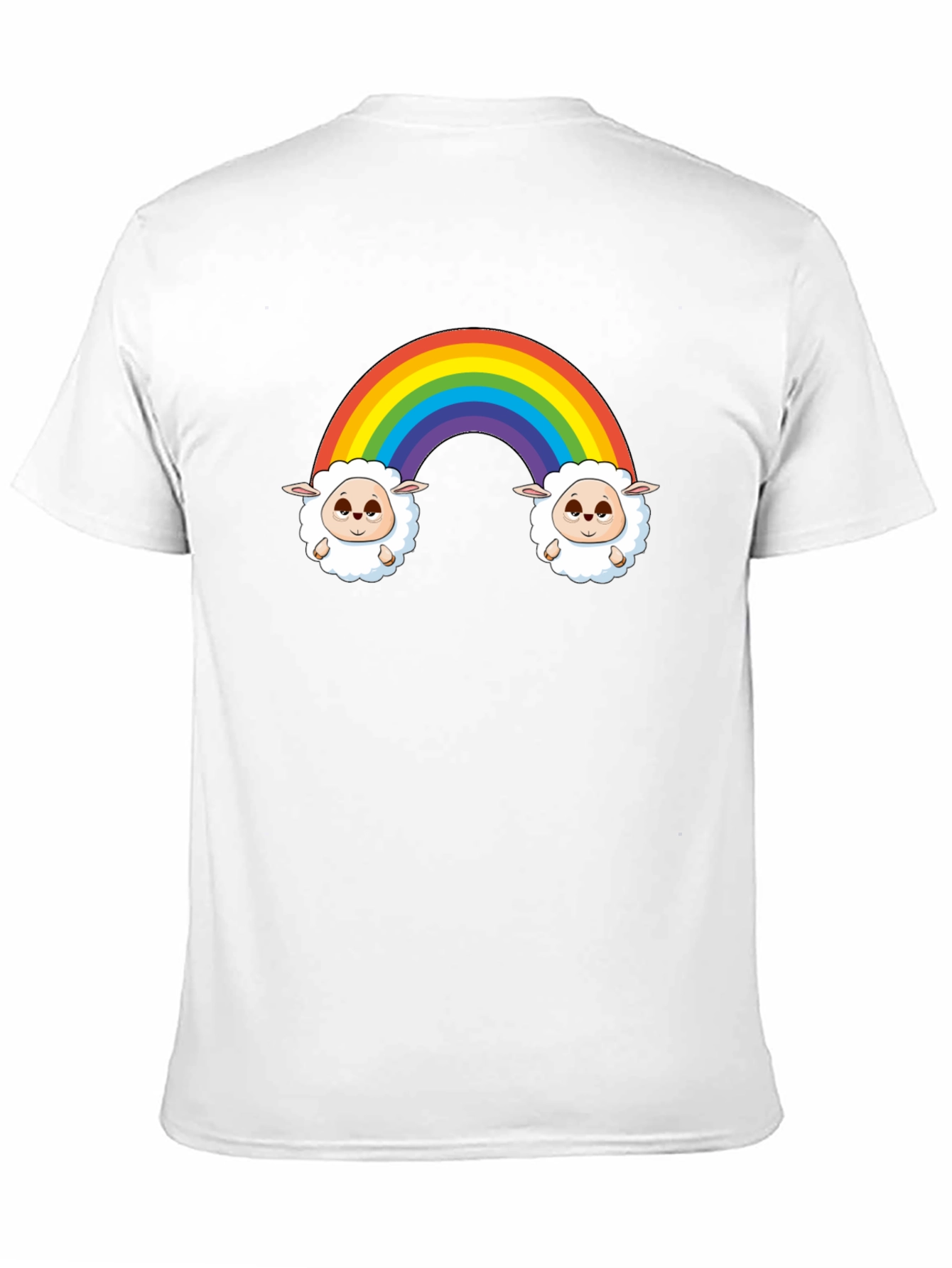 Rainbow Sheep Graphic Tee - Cute Cartoon Black T-Shirt
