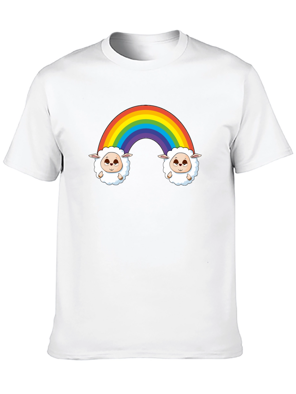Rainbow Sheep Graphic Tee - Cute Cartoon Black T-Shirt