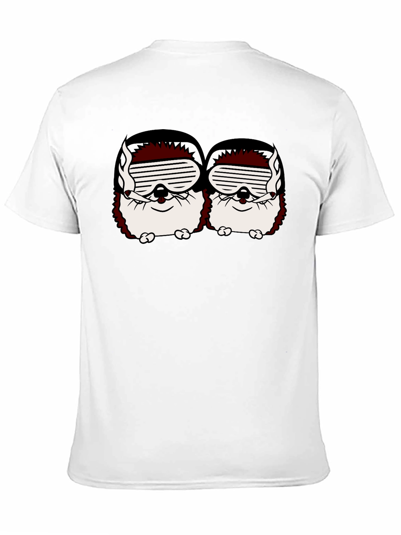 Smoking Hedgehogs Graphic Black T-Shirt