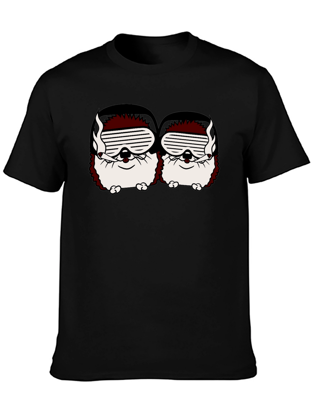 Smoking Hedgehogs Graphic Black T-Shirt