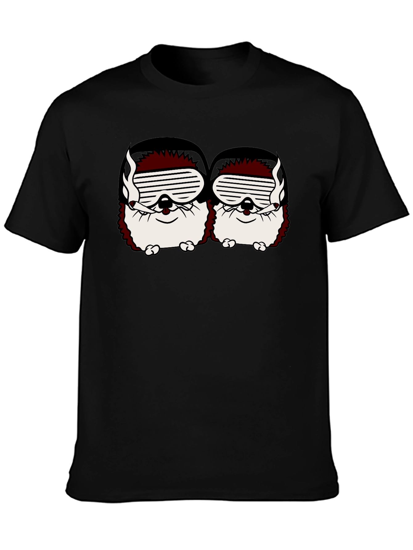 Smoking Hedgehogs Graphic Black T-Shirt