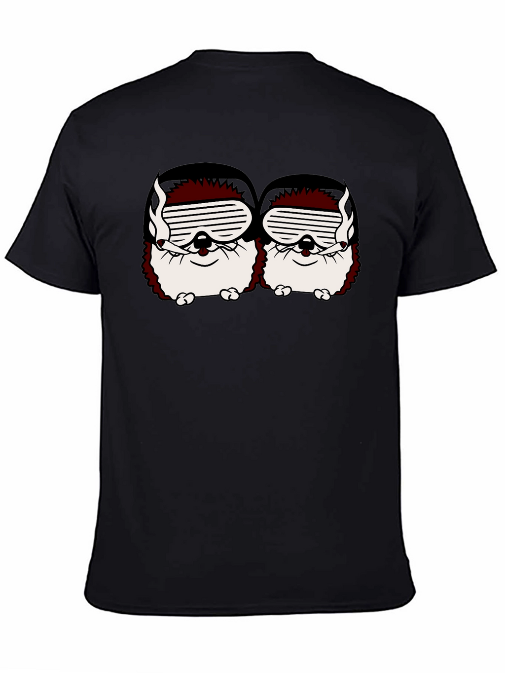 Smoking Hedgehogs Graphic Black T-Shirt