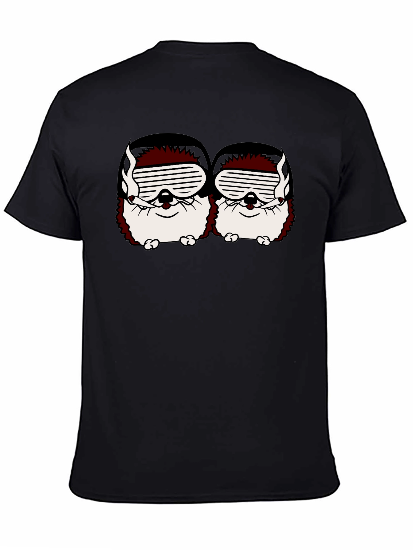 Smoking Hedgehogs Graphic Black T-Shirt
