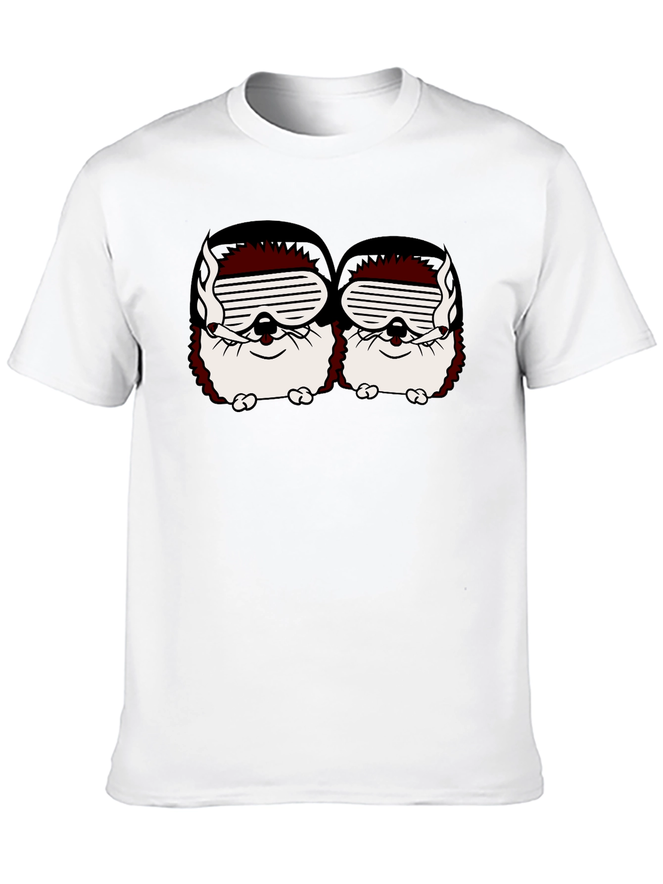 Smoking Hedgehogs Graphic Black T-Shirt