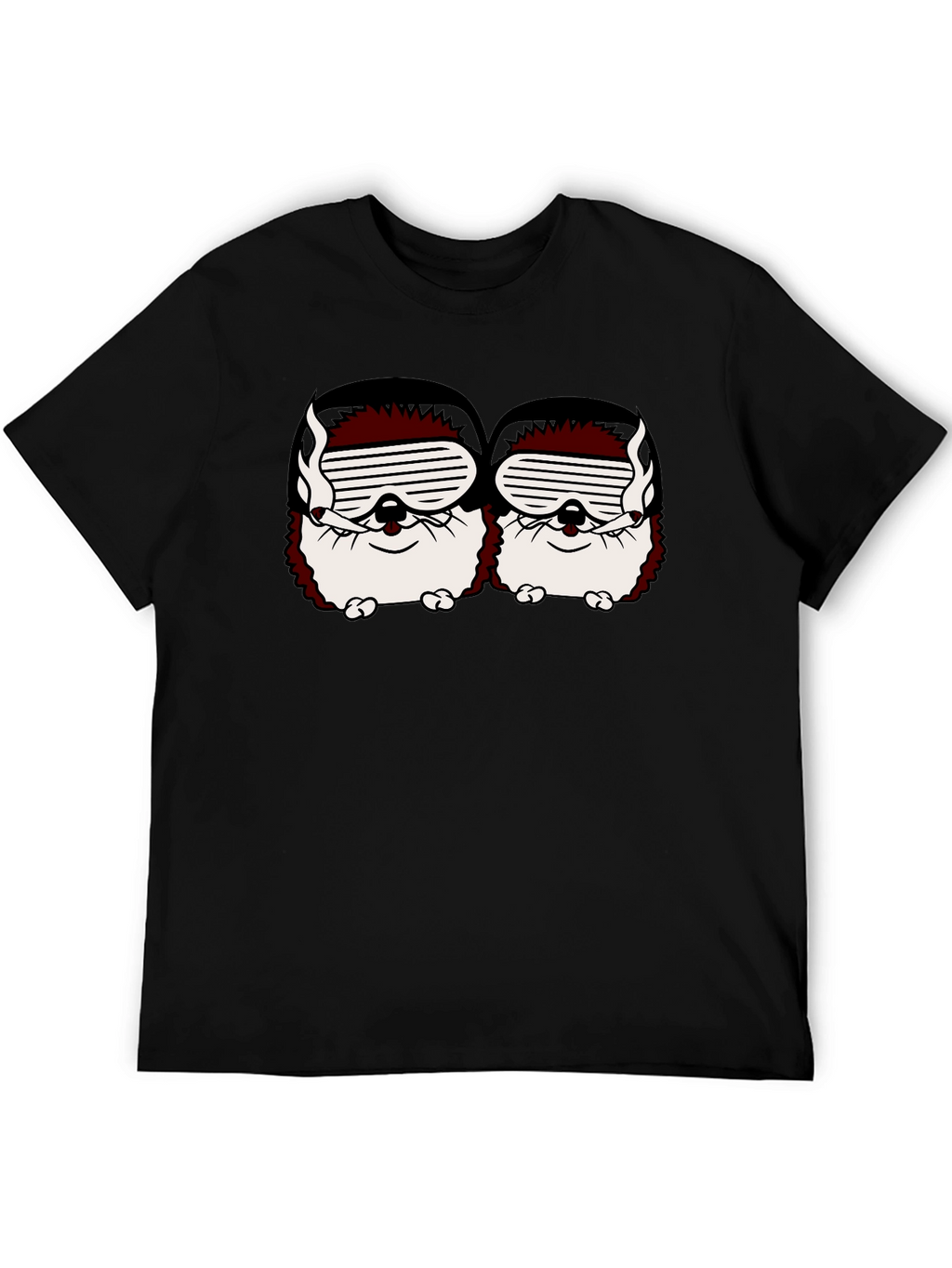 Smoking Hedgehogs Graphic Black T-Shirt