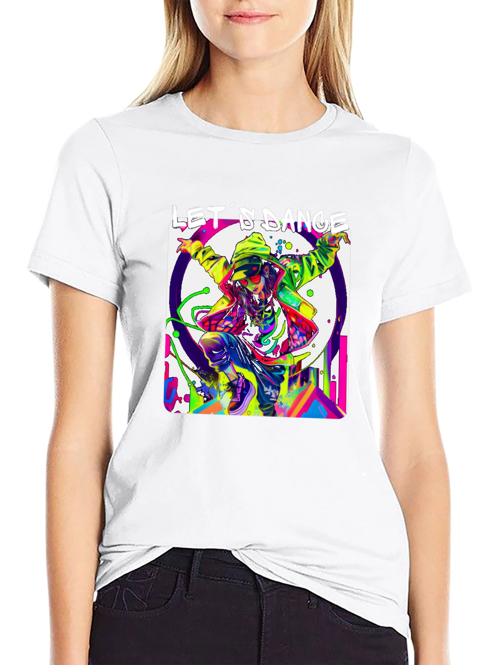 Lets Dance Graphic T-Shirt - Black Vibrant Design
