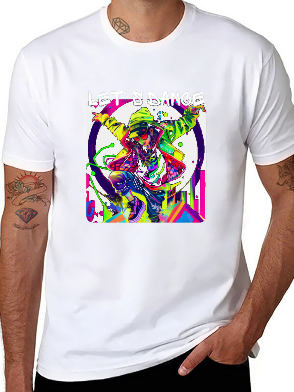 Lets Dance Graphic T-Shirt - Black Vibrant Design