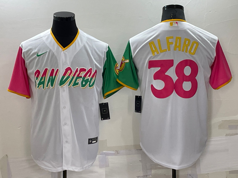 Men's San Diego Padres Jorge Alfaro #38 White Player Stitched Jerseys
