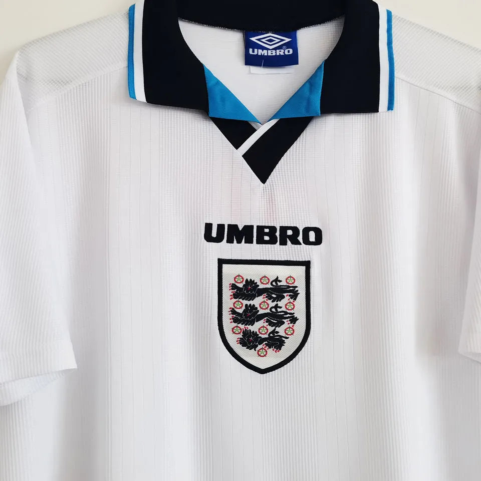 1996 England Home White Retro Soccer Jersey Detail 3
