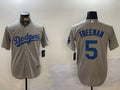Men's Los Angeles Dodgers Freddie Freeman #5 Gray Player Game Jerseys