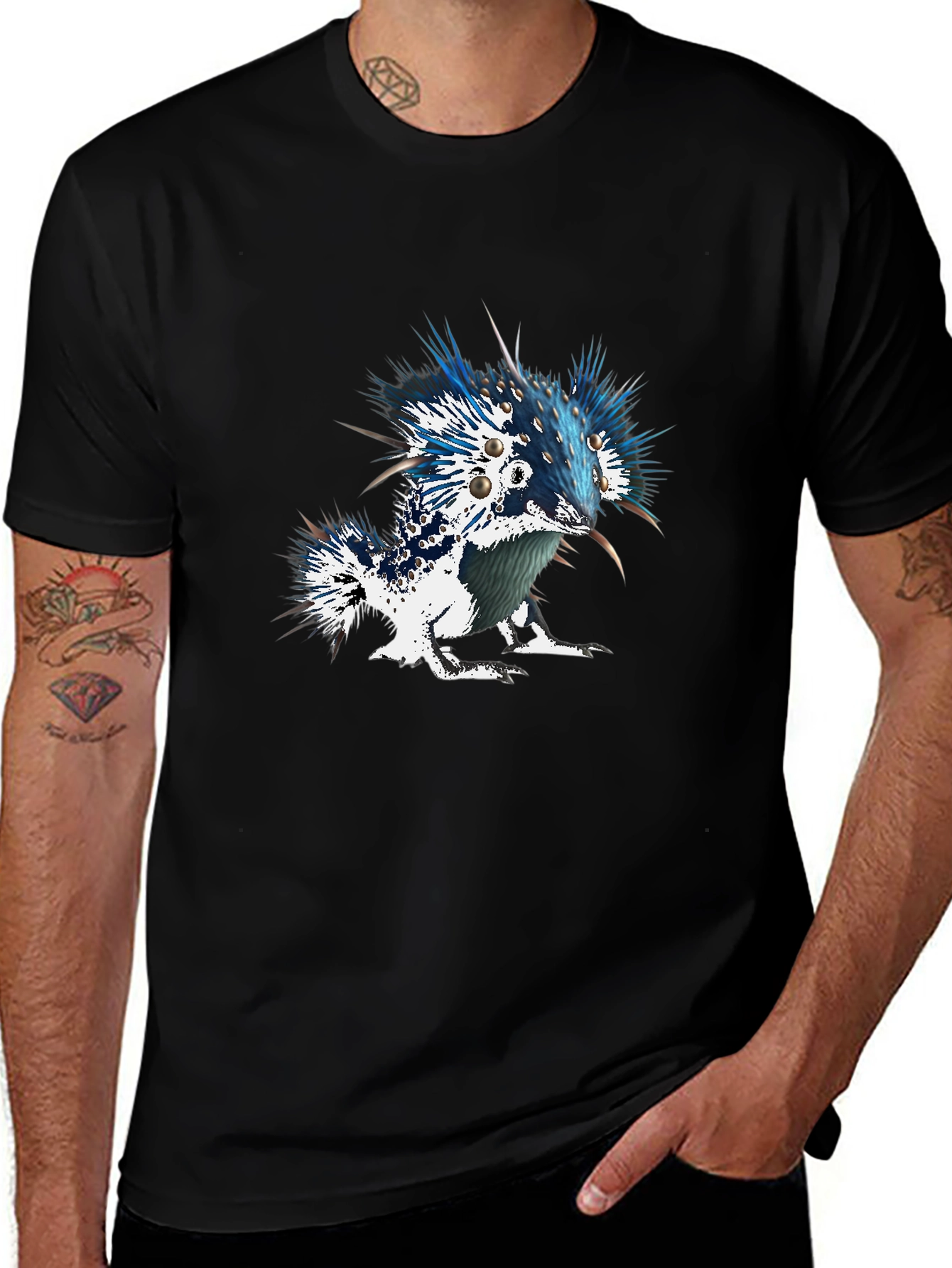 Unique Graphic Tee - Spiky Creature Design