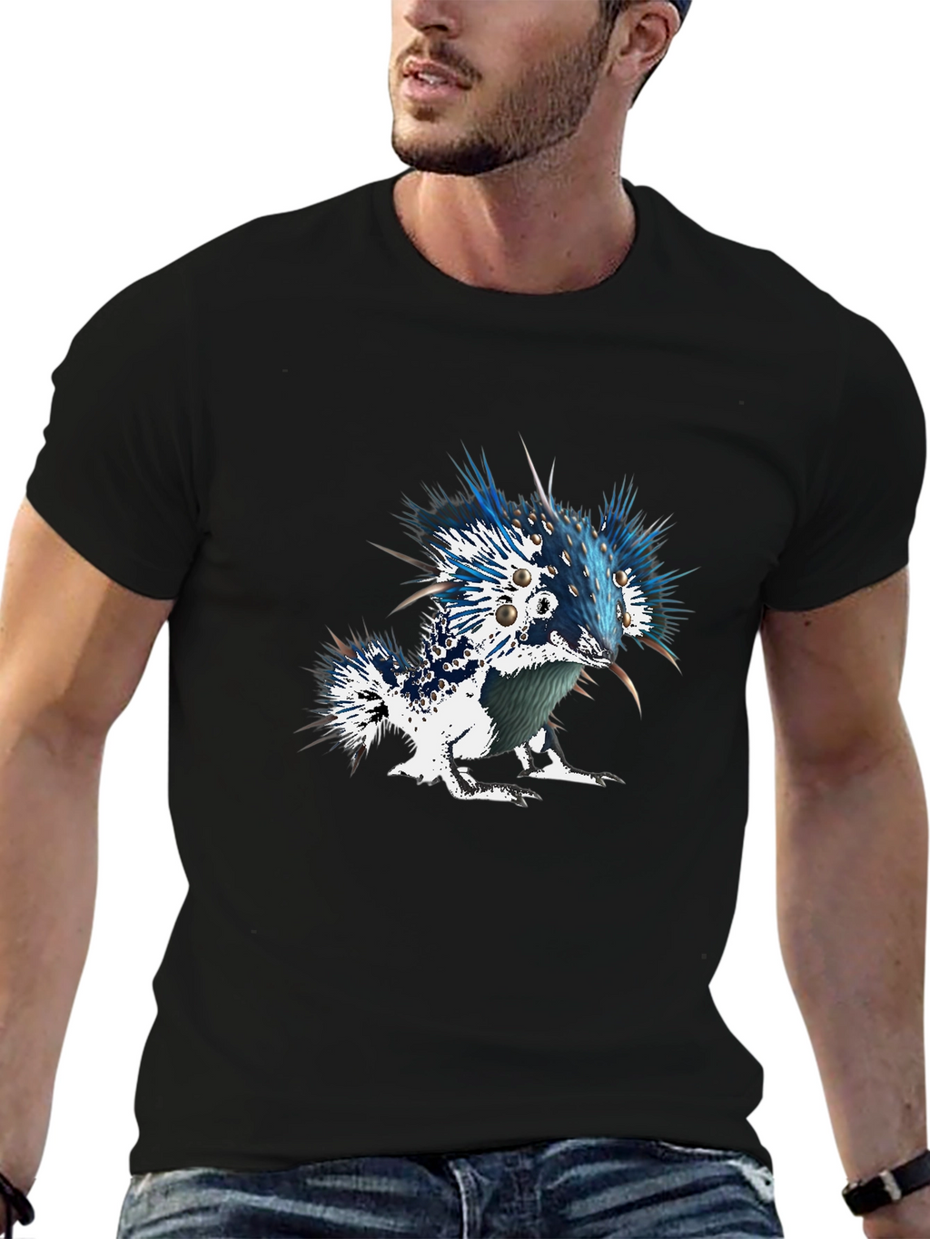 Unique Graphic Tee - Spiky Creature Design