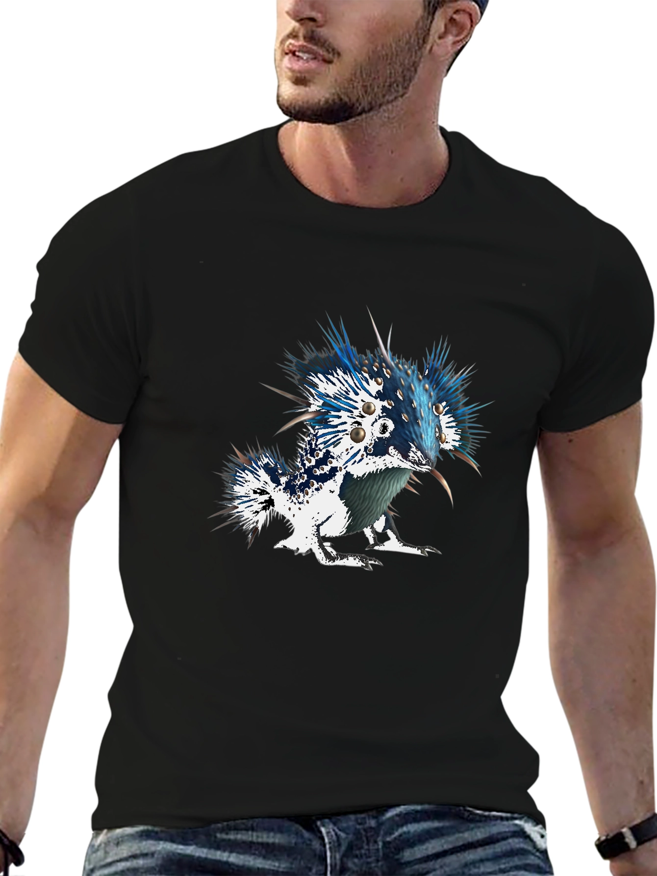 Unique Graphic Tee - Spiky Creature Design