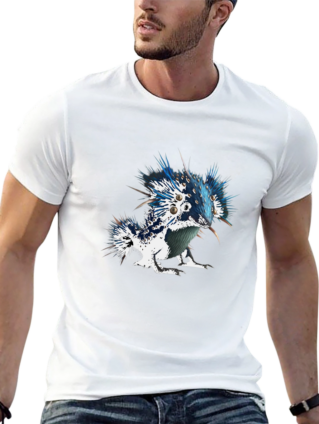 Unique Graphic Tee - Spiky Creature Design