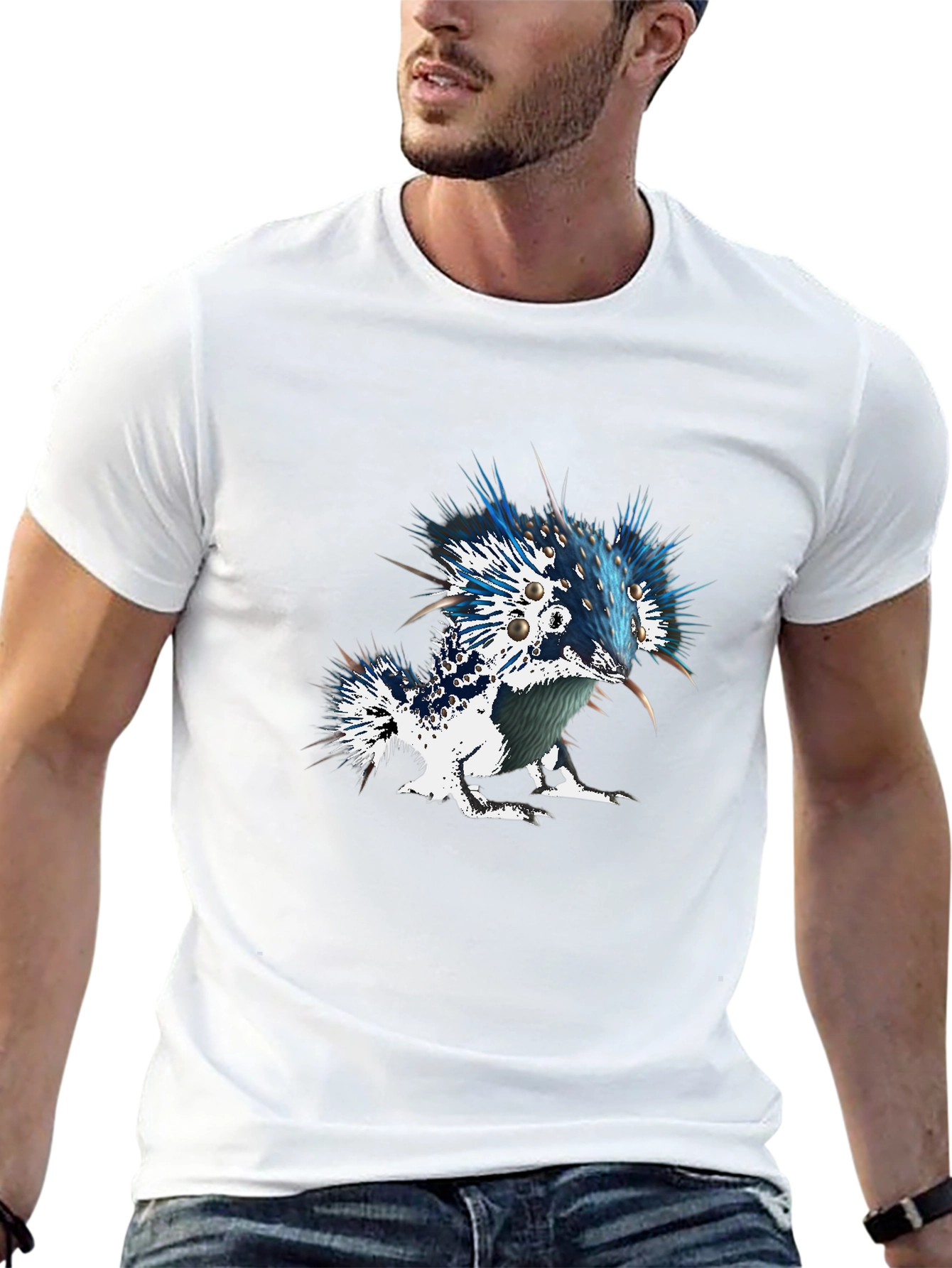 Unique Graphic Tee - Spiky Creature Design