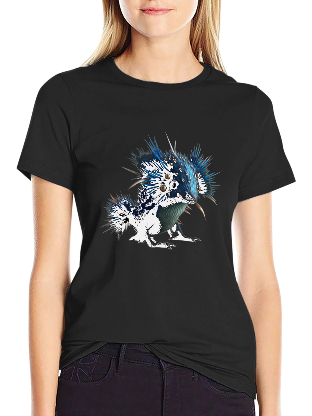 Unique Graphic Tee - Spiky Creature Design