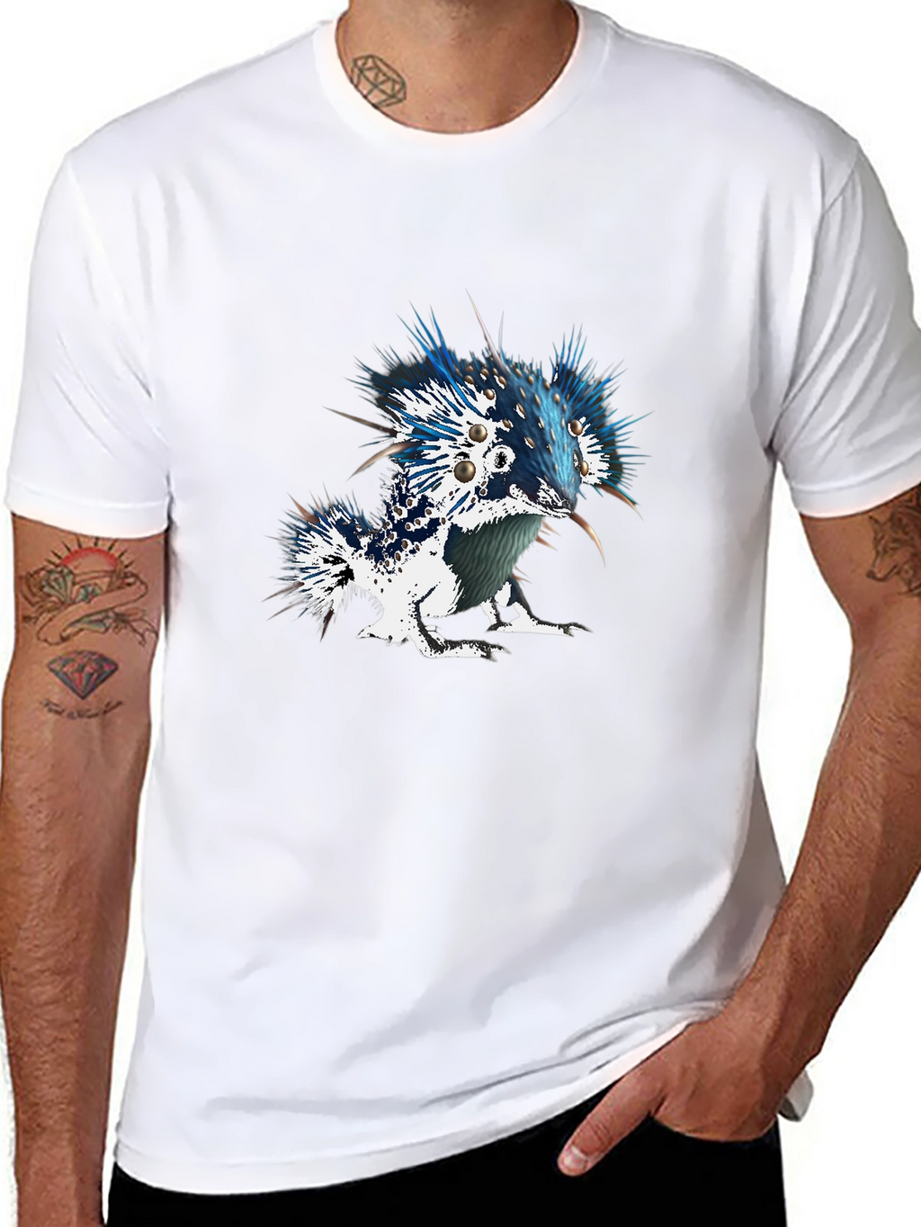 Unique Graphic Tee - Spiky Creature Design