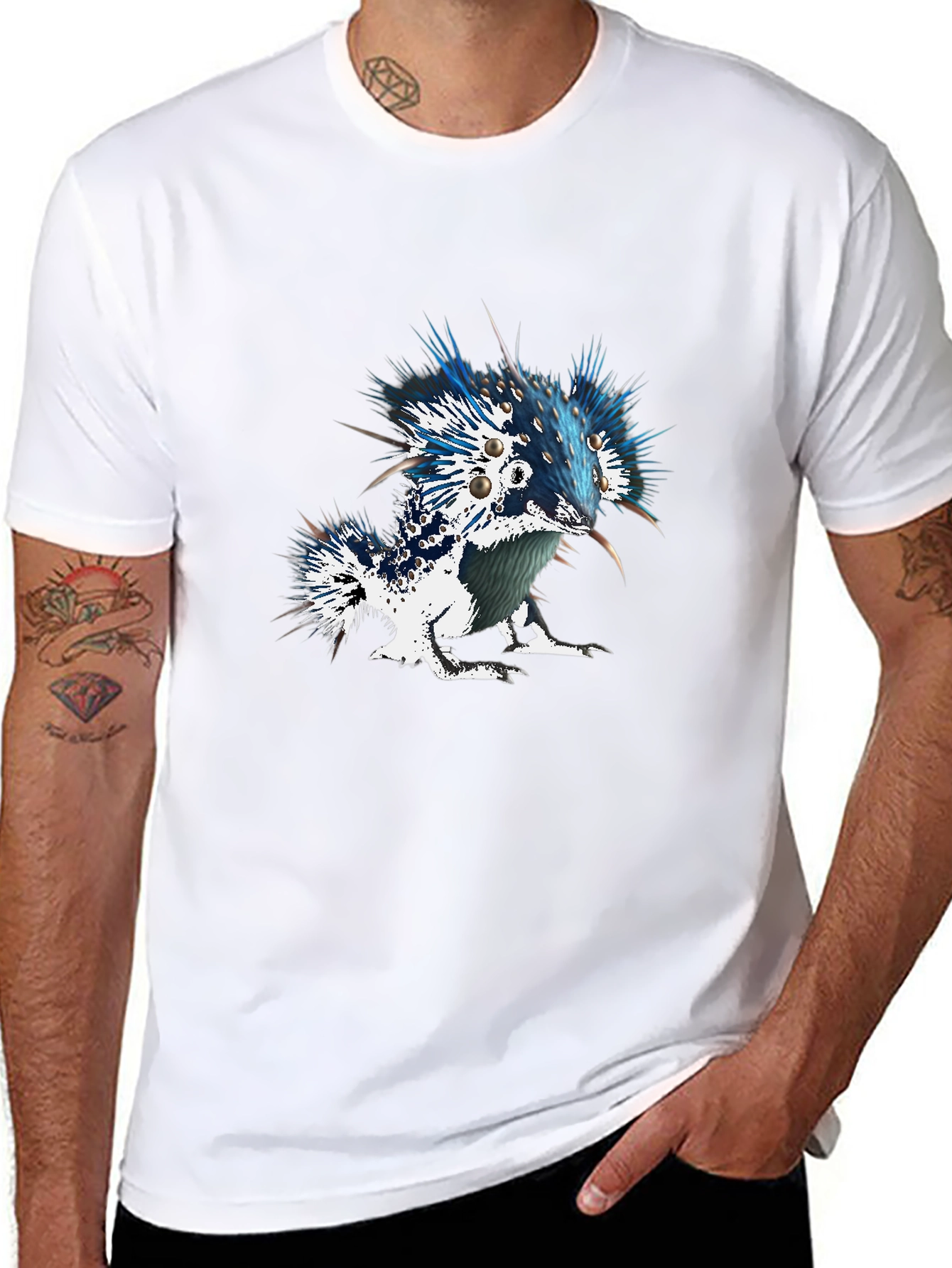 Unique Graphic Tee - Spiky Creature Design