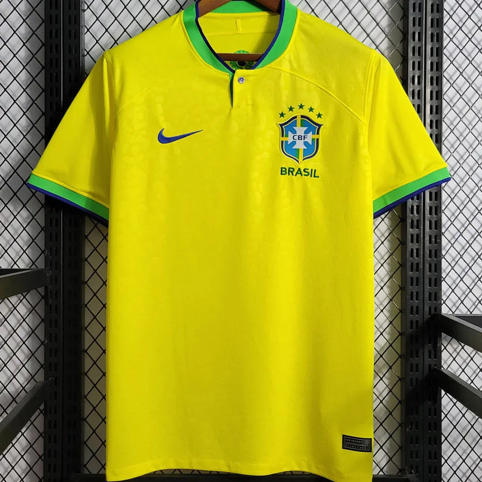 2022/23 Brazil Home 1:1 Quality Yellow Fans Soccer Jersey Detail 4
