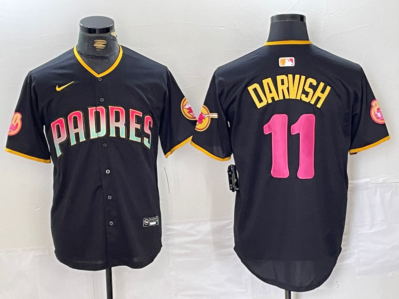 Men's San Diego Padres Yu Darvish #11 Black Replica Player Jerseys