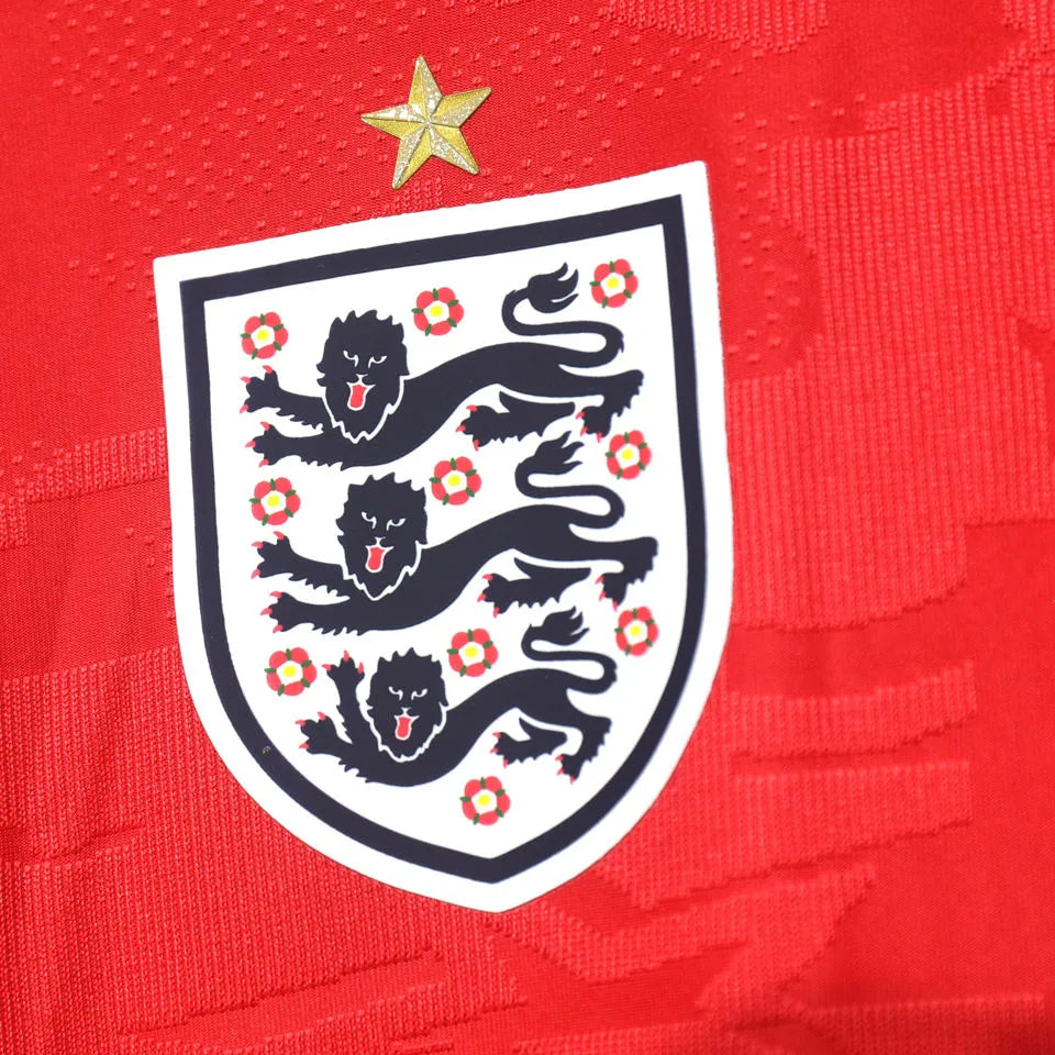 2026/27 England Away Red Player Version Long Sleeve Soccer Jersey Detail 4