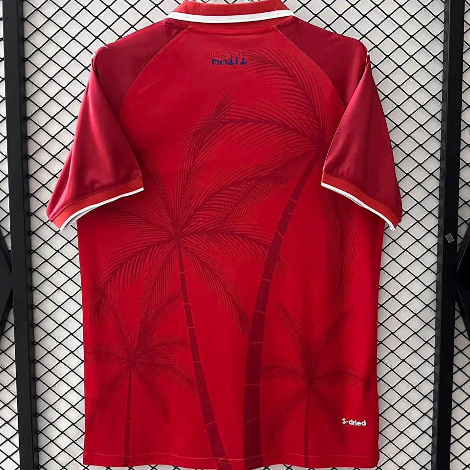 2026/27 Haiti Third Red Fans Soccer Jersey 海地 (Have Right Patch 有右臂章 白底黑字） Detail 1