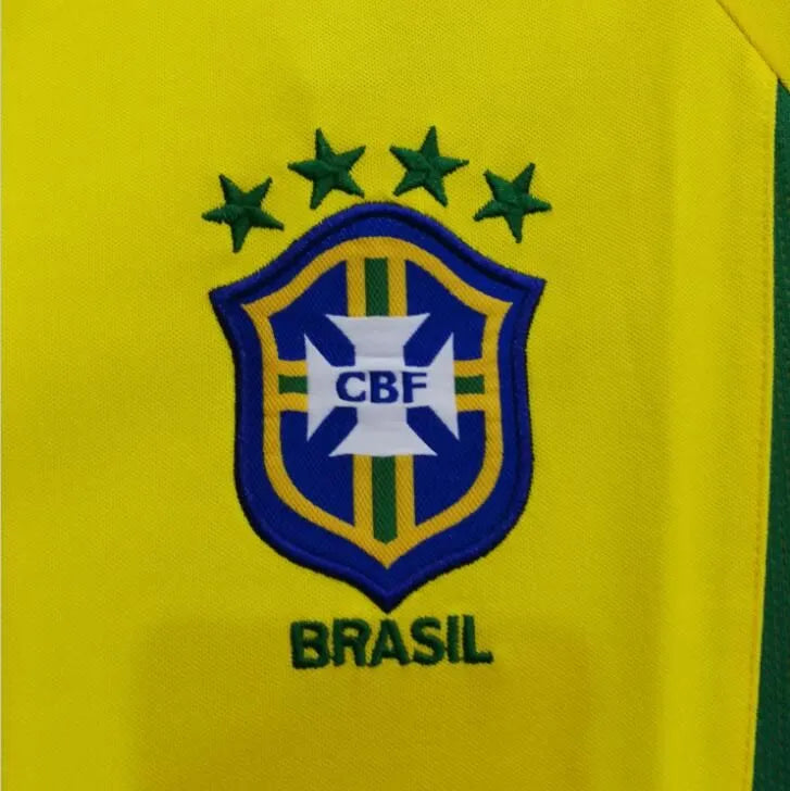 2002 Brazil Home Yellow Retro Soccer Jersey Detail 2