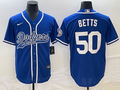 Men's Los Angeles Dodgers Mookie Betts #50 Royal Player Jerseys Joint Edition