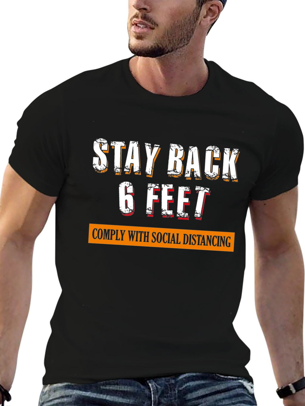 Stay Back 6 Feet Social Distancing Novelty T-Shirt