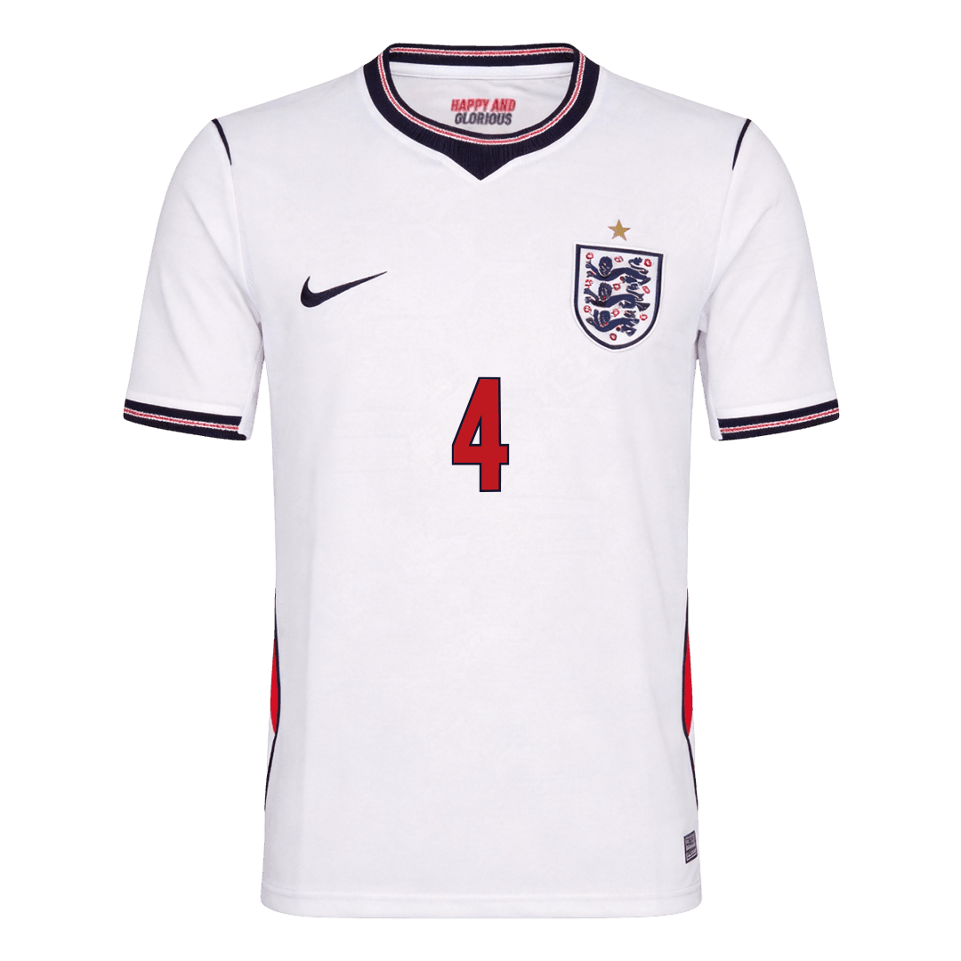 RICE #4 England Home Soccer Jersey World Cup 2026 White Image 3