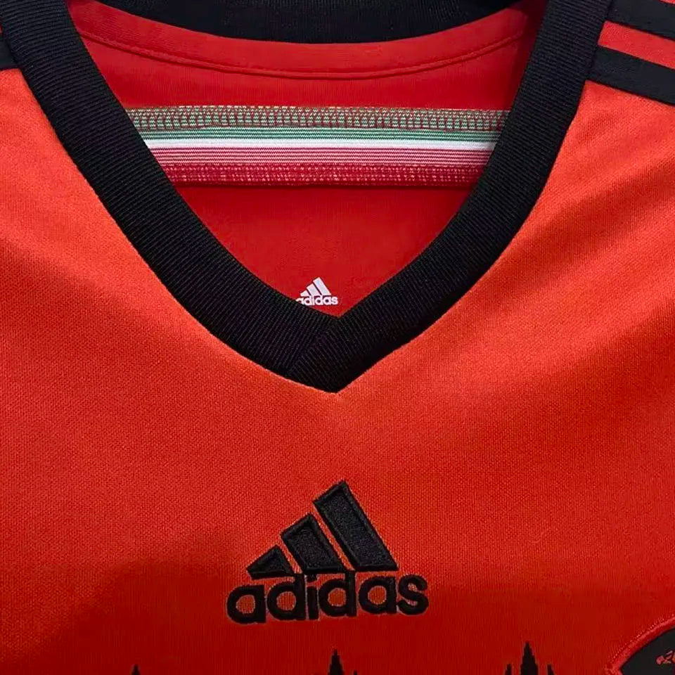2014 Mexico Away Orange Retro Soccer Jersey Detail 2