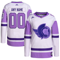 Men's Ottawa Senators White/Purple Hockey Fights Cancer Custom Jerseys