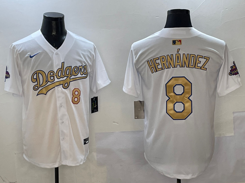 Men's Los Angeles Dodgers Enrique Hernandez #8 White 2025 Gold Collection Limited Jerseys