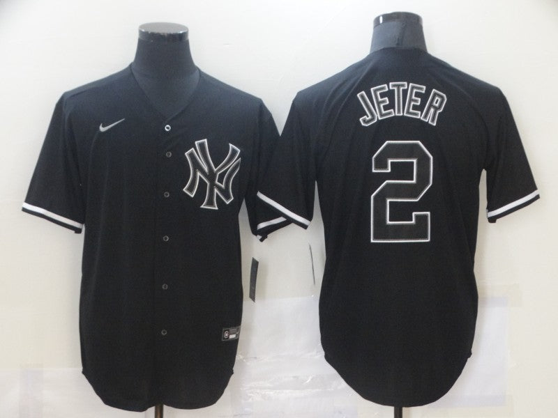 Men's New York Yankees Derek Jeter #2 Black Authentic Game Jerseys