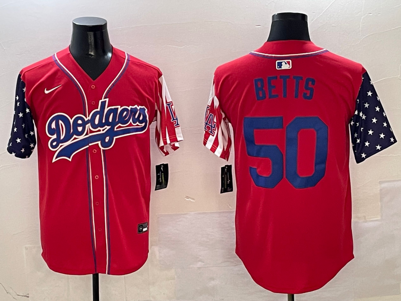 Men's Los Angeles Dodgers Mookie Betts #50 Red Replica Player Jerseys