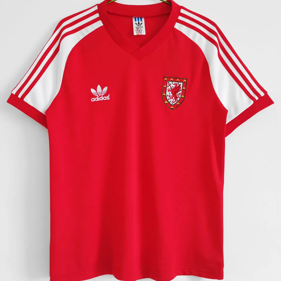 1982 Wales Home Red Retro Soccer Jersey Front