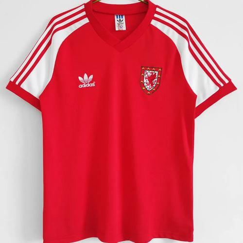 1982 Wales Home Red Retro Soccer Jersey Front