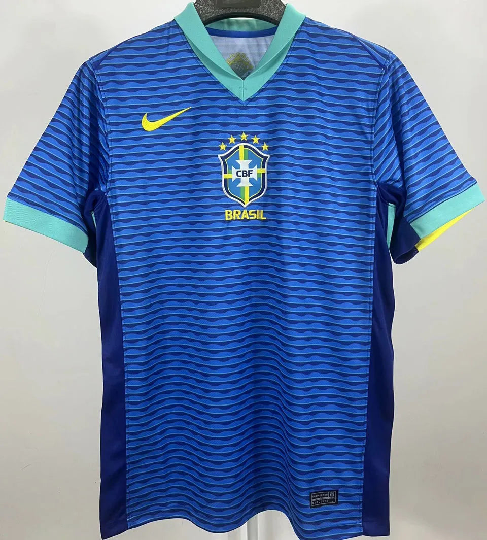 VINI JR． #7 Brazil 1:1 Quality Away Blue Fans Jersey 2024/25 ★★ Detail 1
