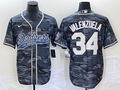 Men's Los Angeles Dodgers Fernando Valenzuela #34 Grey Camouflage Player Jerseys Joint Edition