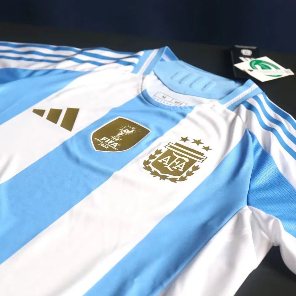 2024/25 Argentina Home Player Version Soccer Jersey (Have FlFA World Champion 2022 有胸前章) Detail 4
