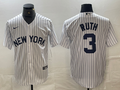 Men's New York Yankees Babe Ruth #3 White Limited Jerseys