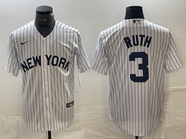 Men's New York Yankees Babe Ruth #3 White Limited Jerseys