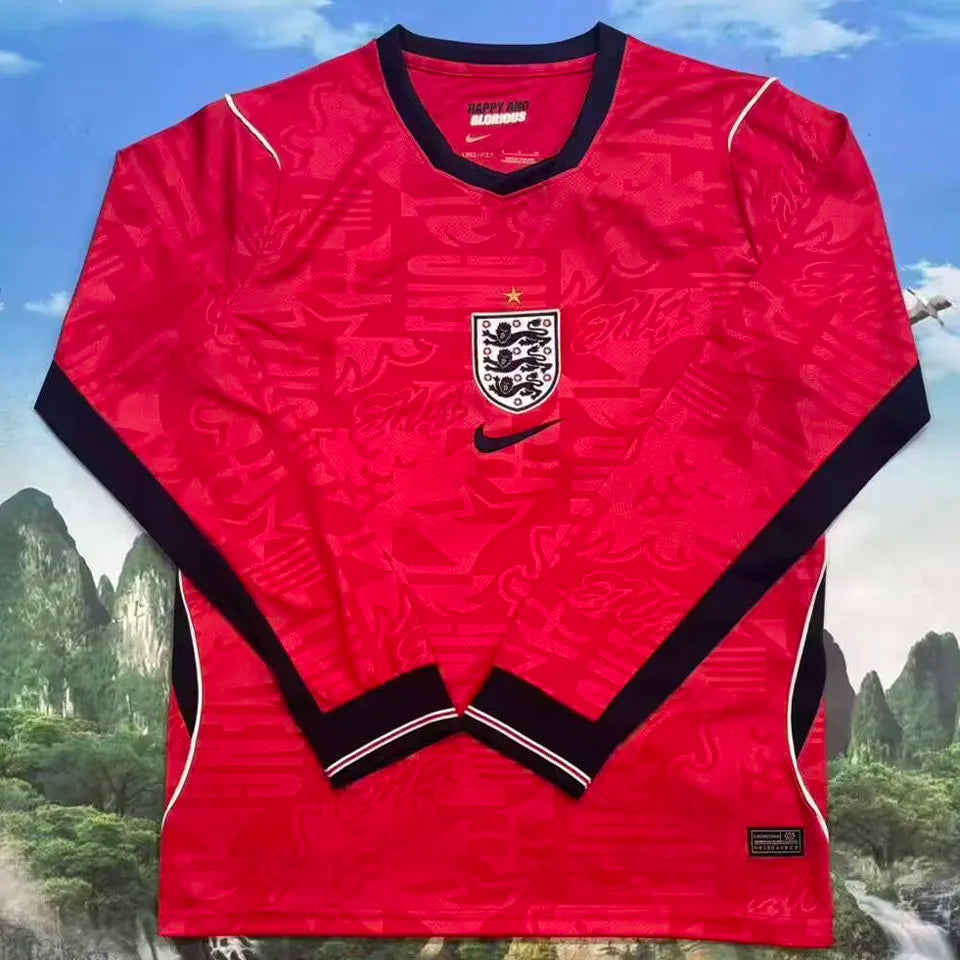 2026/27 England Away Red Fans Long Sleeve Soccer Jersey Front