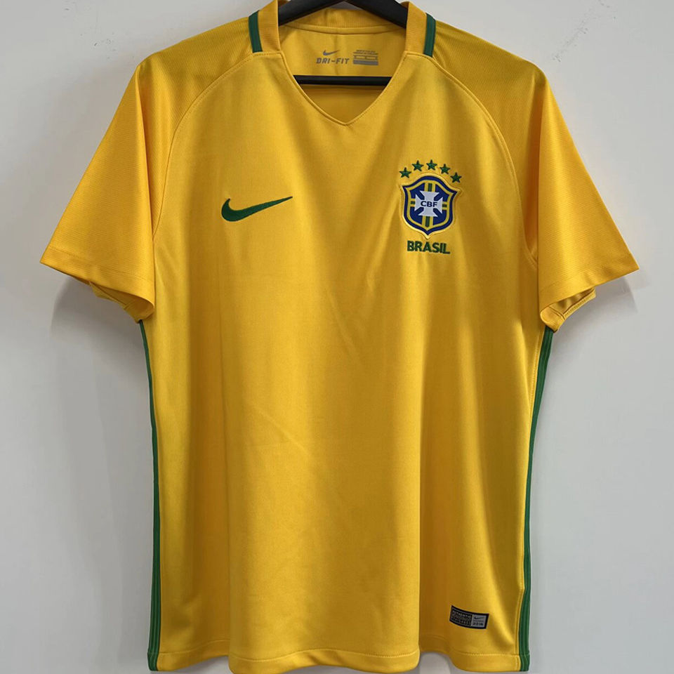 2016 Brazil Home Yellow Retro Soccer Jersey Item NO.: 2147800 Front