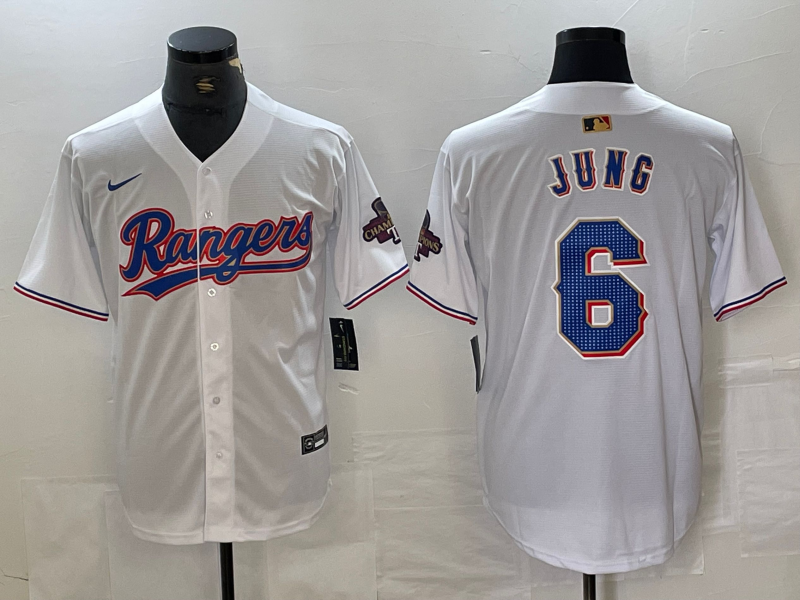 Men's Texas Rangers Josh Jung #6 White 2024 Gold Collection Limited Player Jerseys